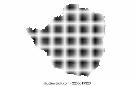 Zimbabue mapa de puntos con una textura granulada al estilo de punto. Ilustración vector abstracta de un mapa de país con efecto de medio tono para infografía. 