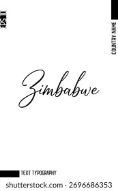 Zimbabwe  -Editable Country Name Cursive Typography Vector Text Design