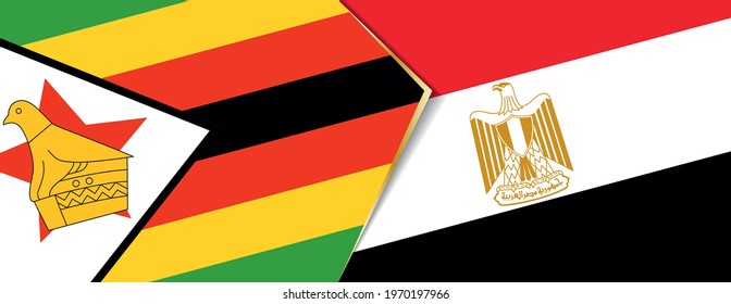 Zimbabwe and Egypt flags, two vector flags symbol of relationship or confrontation.