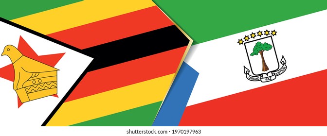 Zimbabwe and Equatorial Guinea flags, two vector flags symbol of relationship or confrontation.