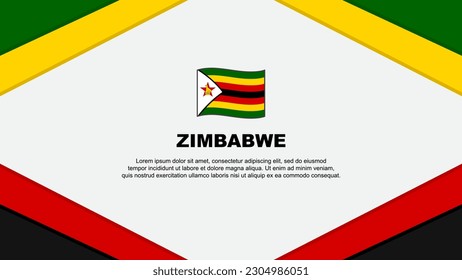 Plantilla de diseño de fondo de resumen de bandera de Zimbabue. Ilustración del vector de caricaturas del Día de la Independencia de Zimbabue. Plantilla de Zimbabue