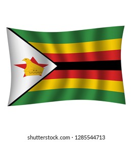 Zimbabwe flag background with cloth texture. Zimbabwe Flag vector illustration eps10. - Vector