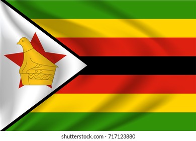 Zimbabwe flag background with cloth texture. Zimbabwe Flag vector illustration.