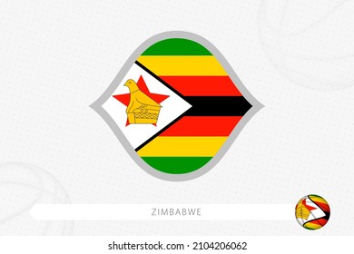 Zimbabwe flag for basketball competition on gray basketball background. Sports vector illustration.