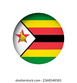 Bandera de Zimbabue - detrás del agujero de papel circular con sombra interior.