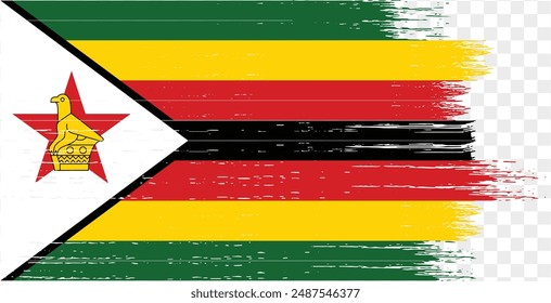 Zimbabwe flag brush paint textured isolated on png or transparent background. vector illustration  