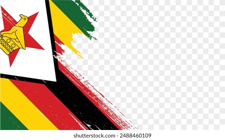 Zimbabwe flag brush paint textured isolated on png or transparent background. vector illustration  