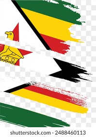 Zimbabwe flag brush paint textured isolated on png or transparent background. vector illustration  