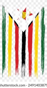 Zimbabwe flag brush paint textured isolated on png or transparent background. vector illustration  