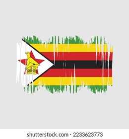 Zimbabwe Flag Brush Vector Illustration