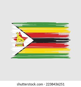 Zimbabwe Flag Brush Vector Illustration