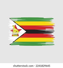 Zimbabwe Flag Brush Vector Illustration