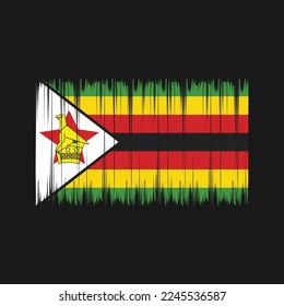 Zimbabwe Flag Brush Vector Illustration