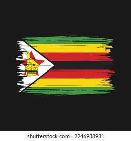 Zimbabwe Flag Brush Vector Illustration