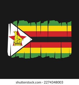 Zimbabwe Flag Brush Vector Illustration