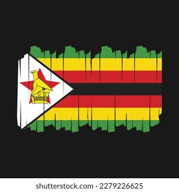 Zimbabwe Flag Brush Vector Illustration