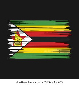 Zimbabwe Flag Brush Vector Illustration