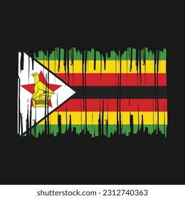 Zimbabwe Flag Brush Vector Illustration