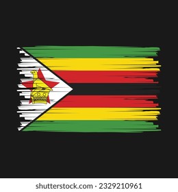 Zimbabwe Flag Brush Vector Illustration
