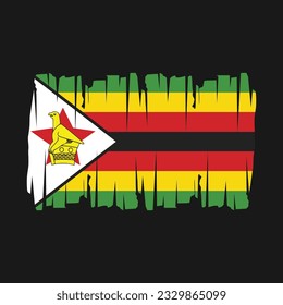 Zimbabwe Flag Brush Vector Illustration
