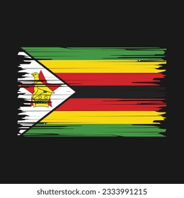 Zimbabwe Flag Brush Vector Illustration