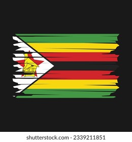 Zimbabwe Flag Brush Vector Illustration