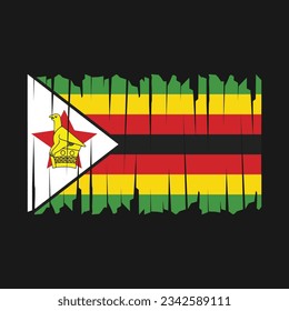 Zimbabwe Flag Brush Vector Illustration