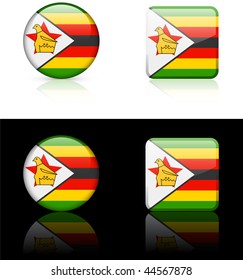 Zimbabwe Flag Buttons on White and Black Background Original Vector Illustration AI8 Compatible