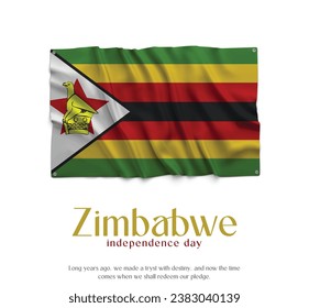 Zimbabwe Flag, Celebrating Independence Day. Abstract waving flag on white background Country Flag.
