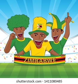 Zimbabwe Flag. Cheer football sport fans .soccer support Vector illustration.