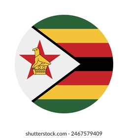 Zimbabwe flag. Zimbabwe circle flag. Flag icon. Standard color. Round flag. Computer illustration. Digital illustration. Vector illustration.