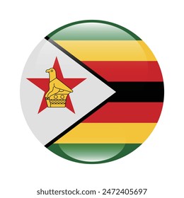 Zimbabwe flag. Zimbabwe circle flag. Flag icon. Standard color. Round flag. Computer illustration. Digital illustration. Vector illustration.