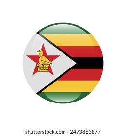 Bandera de Zimbabue. Bandera del círculo de Zimbabue. Icono de marca. Color estándar. Bandera redonda. Ilustración de computadora. Ilustración digital Ilustración vectorial.