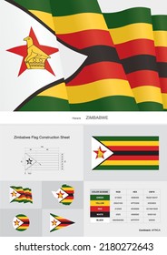 zimbabwe flag construction sheet vector