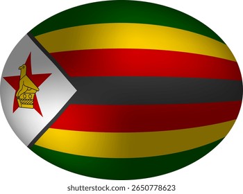 Zimbabwe Flag Egg-Shaped Vector Badge - Sphere, Oval, Egg Design