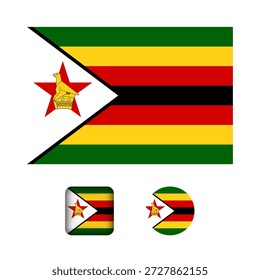 Zimbabwe Flag Flat Icons Collection