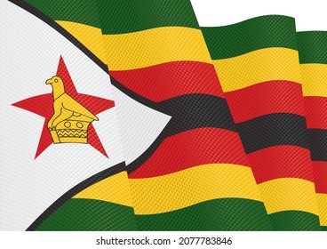 zimbabwe flag fluttering gradient texture