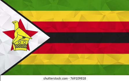 Zimbabwe flag - geometric rumpled triangular low poly style gradient graphic, polygonal design for your. Vector illustration eps 10.