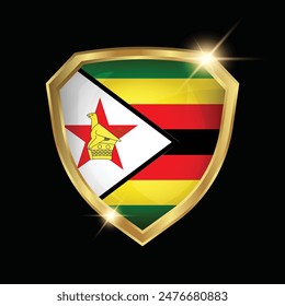 Zimbabwe Flag Golden Shield Logo