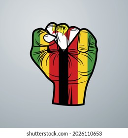 Zimbabwe Flag with Hand Design isolated on white background. Vector illustration