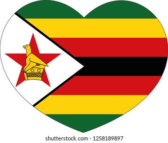 Zimbabwe flag in a Heart vector, sticker
