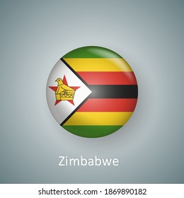 Zimbabwe flag icon circle 3d gradient isolated