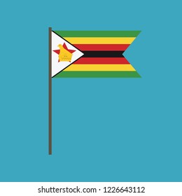 Zimbabwe flag icon in flat design. Independence day or National day holiday concept.