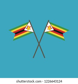 Zimbabwe flag icon in flat design. Independence day or National day holiday concept.