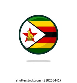 Zimbabwe Flag Icon. Zimbabwe Flag flat style isolated on a white background - stock vector.