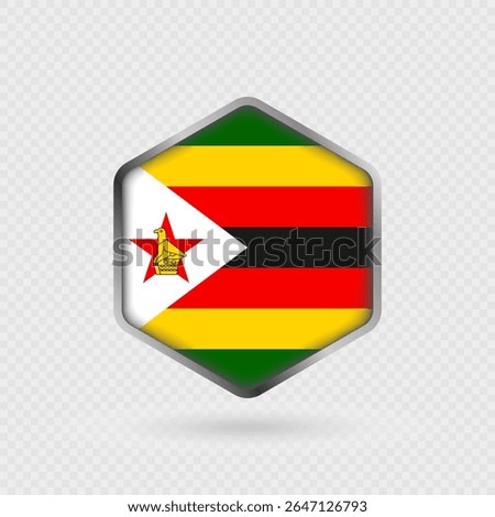 Zimbabwe Flag Icon in Hexagon Shape.