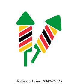 Juego de iconos de la bandera de Zimbabue, símbolo del símbolo del vector del día de la independencia de Zimbabue