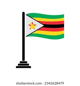 Juego de iconos de la bandera de Zimbabue, símbolo del símbolo del vector del día de la independencia de Zimbabue
