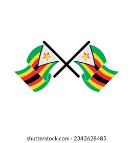 Juego de iconos de la bandera de Zimbabue, símbolo del símbolo del vector del día de la independencia de Zimbabue