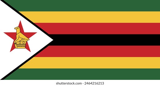 Zimbabwe flag. Flag of Zimbabwe. Flag icon. Standard color. Standard size. Rectangular flag. Computer illustration. Digital illustration. Vector illustration.